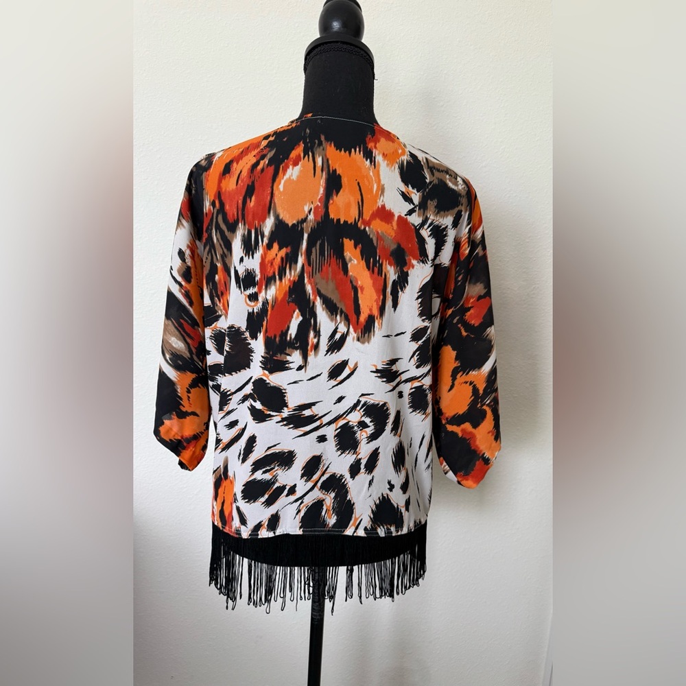 INC International Concepts Orange and Black Cape - Picture 3 of 6